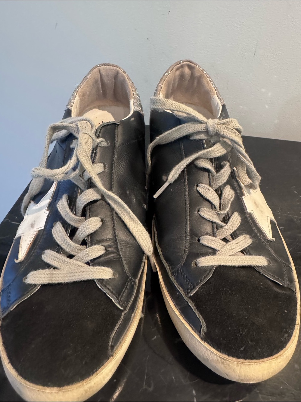 Golden Goose Black Star Accent Lace-Up Sneakers